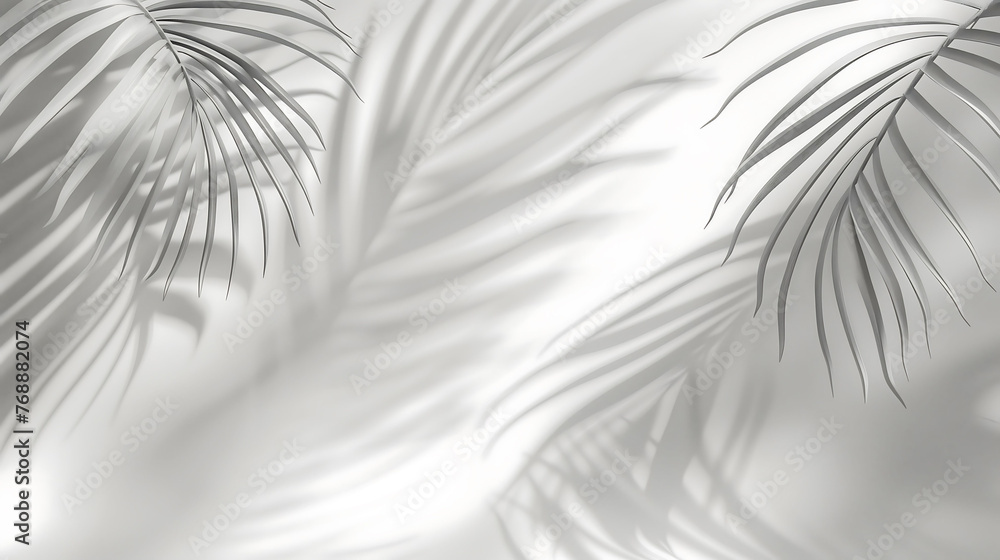 Obraz premium Tropical palm leaf shadow background wall, used for product display, advertising display, summer sample display,Minimalist poster banner background
