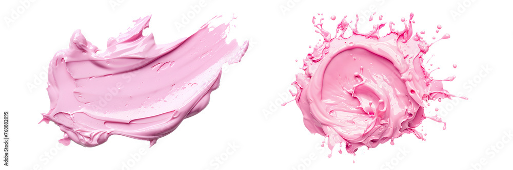 Pink millk splash isolated on white