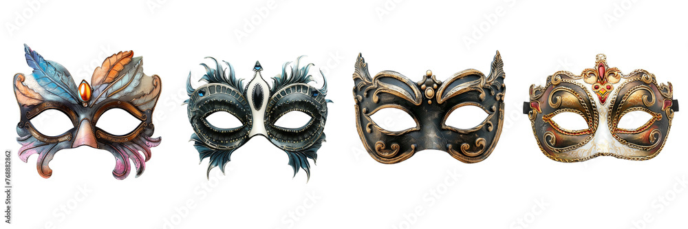 Set of carnival mask on transparent background Remove png Set of carnival mask on transparent background Remove png