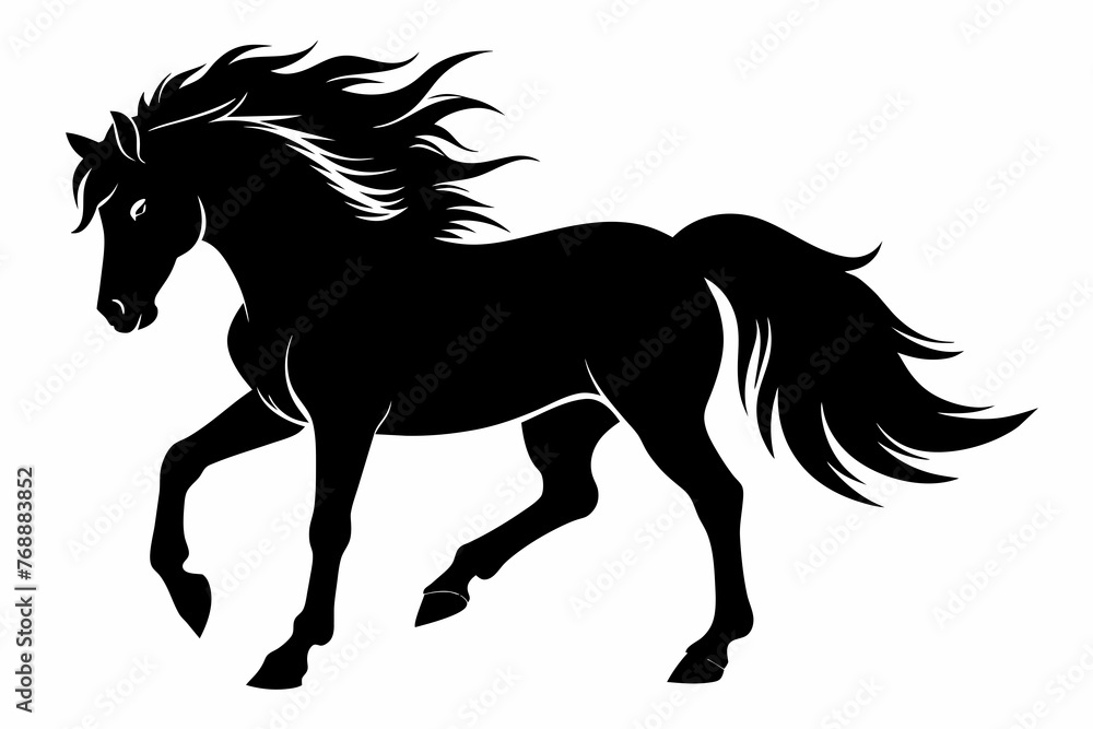 Cute icelandic horse silhouette vector illustration