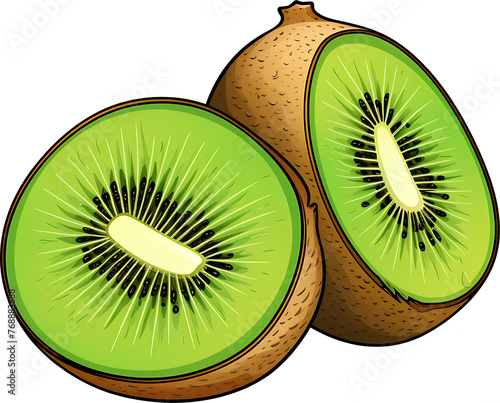 Kiwi Slice Isolated on White Background - Fresh Tropical Fruit photo