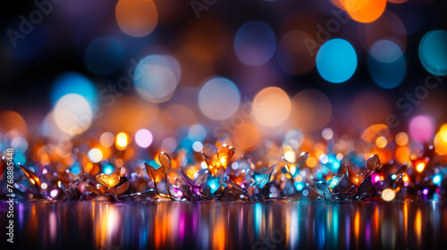 Vibrant Abstract Bokeh Lights Background with a Colorful Blurry Effect, Ideal for Festive Celebrations, Party Atmospheres, and Vivid Wallpaper Designs