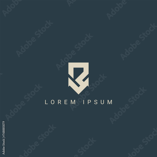 Abstract RV VR letter simple style logo design vector template