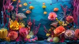Intricate paper art depicting a lively coral reef environment with colorful tropical fish swimming amongst the flora, demonstrating exquisite paper crafting skill.