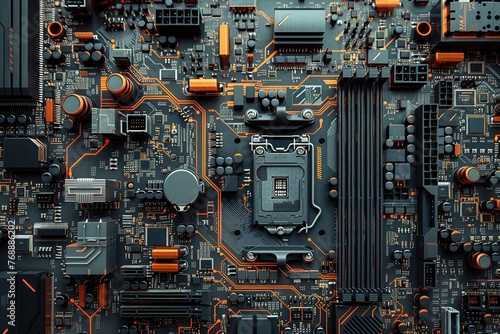 Wallpaper Mural Immerse yourself in the artistry of a realistic depiction of a motherboard, showcasing intricate circuit patterns and components with meticulous detail Torontodigital.ca