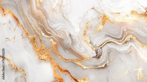 White marble with gold veins background. Luxurious stone texture pattern. Tile with liquid glitter.