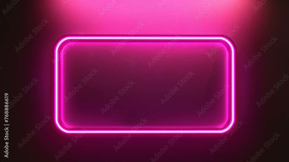 Neon pink rectangular frame. Light laser border. Fluorescent effect line lamp. Neon pink rectangular frame. Light laser border. Fluorescent effect line lamp.