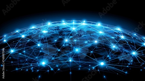 Global network  earth covered by innovative perceptron lines for worldwide connectivity