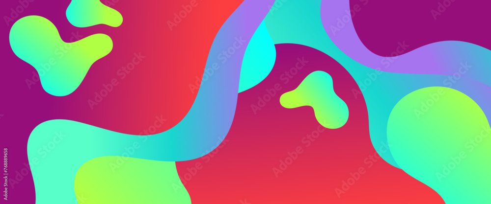 Colorful vector gradient abstract creative banner in minimal and simple trendy style with wave shapes. Vector design layout for presentations, flyers, posters, background, annual report, invitations