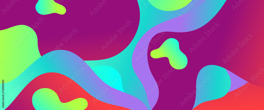 Colorful vector simple minimalist style abstract gradient banner design with waves and liquid shapes. Vector design for presentations, flyers, posters, background, annual report, invitations