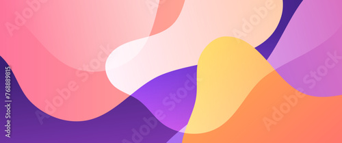 Pink orange and purple violet vector gradient modern and simple abstract banner with waves shapes. Vector design layout for presentations, flyers, posters, background, annual report, invitations