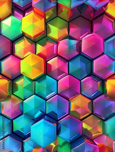 Seamless Digital Hexagon  Abstract Background
