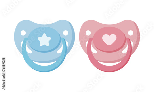 Baby's dummy. Pacifier icon set isolated on white background. Vector illustration