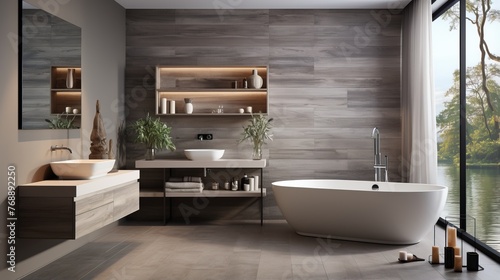 Bathroom interior with natural elements