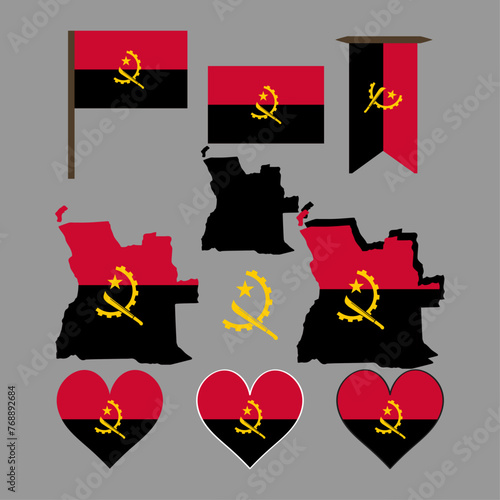 Angola. Map and flag of Angola. Vector illustration.