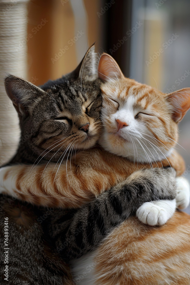 Love among cats, they are always inseparable
