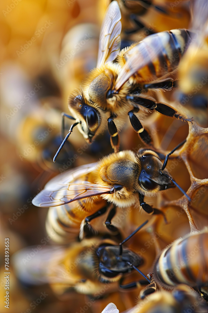 Worker honey bees on a hive
Worker honey bees on a hive