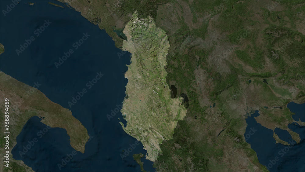 Albania highlighted. High-res satellite map