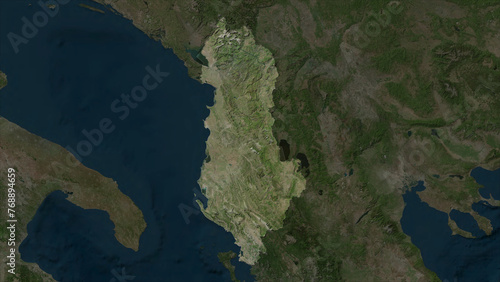 Albania highlighted. High-res satellite map