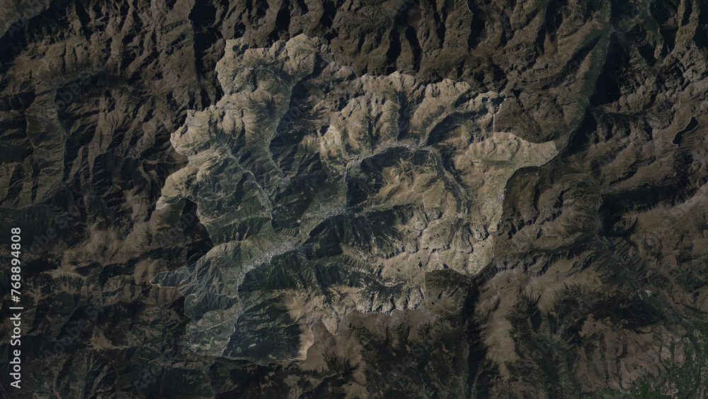 Andorra highlighted. High-res satellite map
