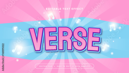 Blue white and pink verse 3d editable text effect - font style