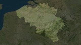 Belgium highlighted. High-res satellite map