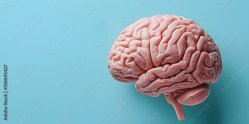 Detailed Model of a Healthy Human Brain Showcasing Cognitive Capabilities and Copy Space - obrazy, fototapety, plakaty 