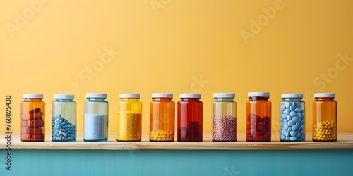 Organized Medication Regimen with Prescription Bottles and Weekly Pill Organizer