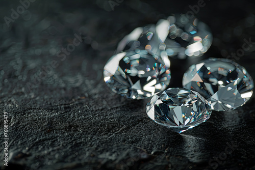 Lying diamonds on black background 