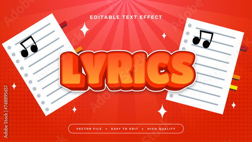 Orange red and white lyrics 3d editable text effect - font style