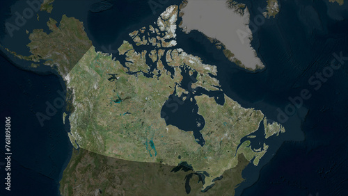 Canada highlighted. High-res satellite map