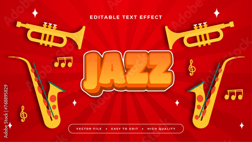 Red yellow and orange jazz 3d editable text effect - font style