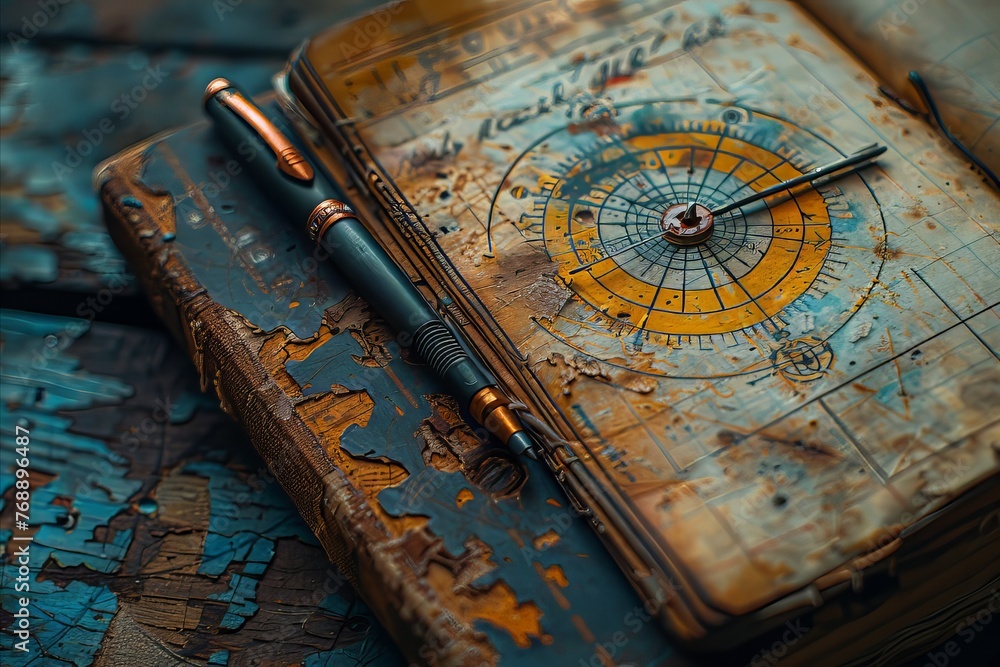 Fototapeta premium vintage compass and map