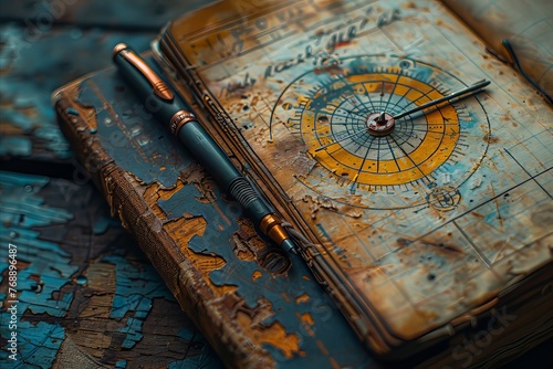 vintage compass and map