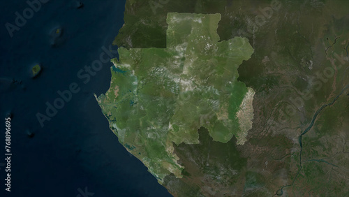 Gabon highlighted. High-res satellite map