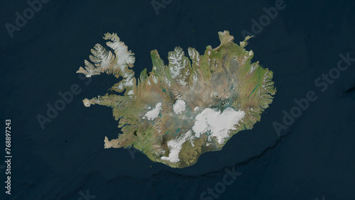 Iceland highlighted. High-res satellite map