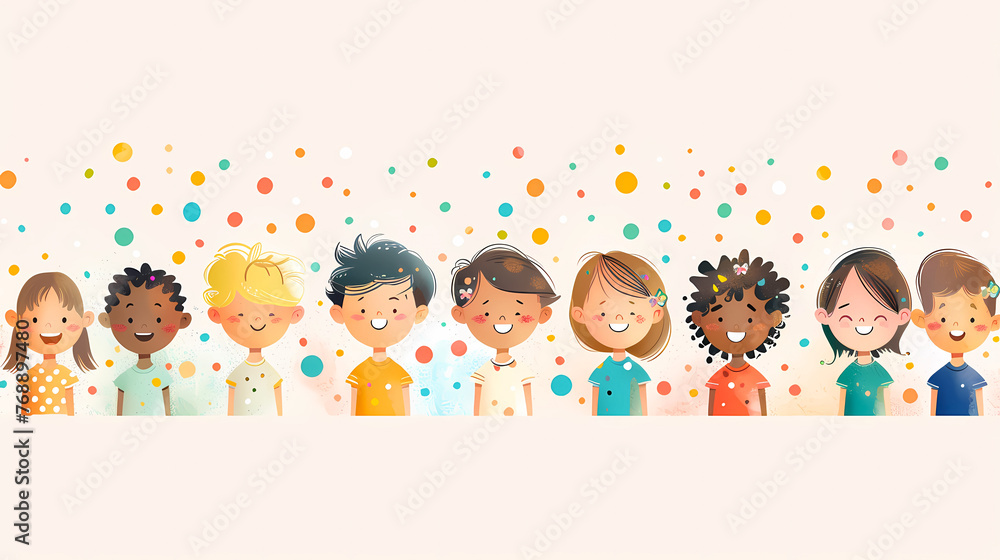 Happy Children's Day card, Children of different ethnicities, illustration. Diverse cartoon children with space for text. Happy Children's Day card, Children of different ethnicities, illustration. Diverse cartoon children with space for text.