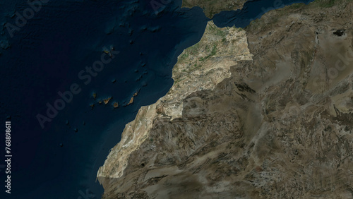 Morocco highlighted. High-res satellite map