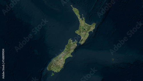 New Zealand highlighted. High-res satellite map