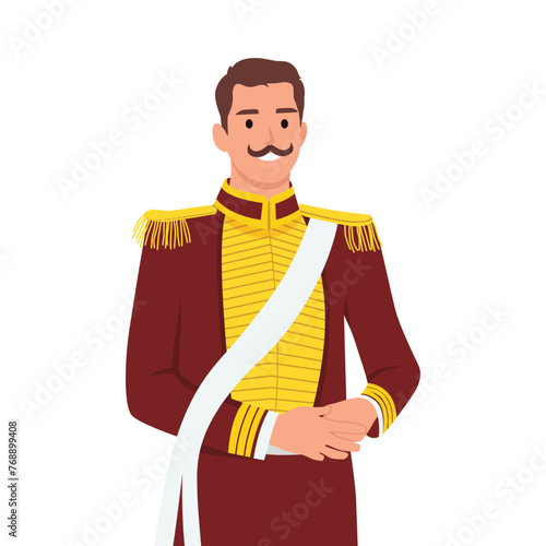 Medieval Lord, Character of 16th Century, Royal Middle Ages Personage Wear Luxury Clothes. Flat vector illustration isolated on white background