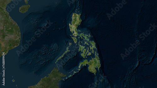 Philippines highlighted. High-res satellite map