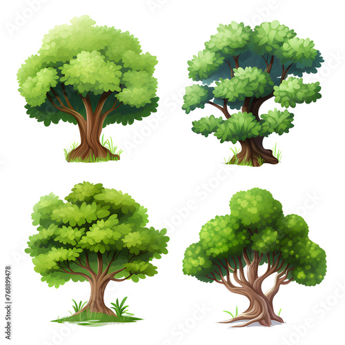 Set of plants, various, summer, watercolor vector transparent background