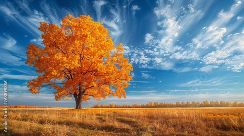 Yellow and and orange trees, Autumn nature landscape