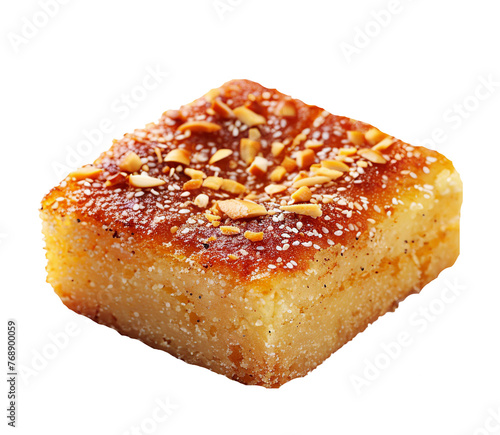 Basbousa sweet semolina cake on transparent background photo