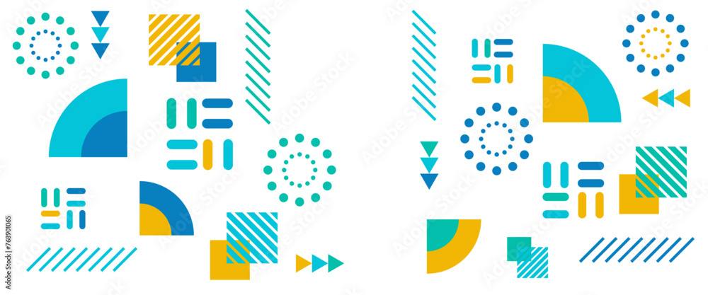Obraz premium Colorful vector abstract memphis style simple minimalist banners. For web design, business presentation, website header, invitation background