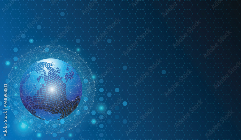 Obraz premium Global network connection and communication technology.Global network background.social network. 