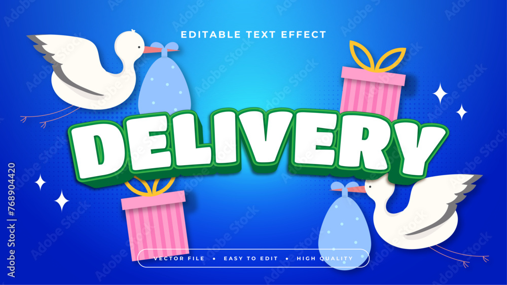 Colorful delivery 3d editable text effect - font style