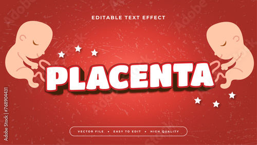 White red and beige placenta 3d editable text effect - font style