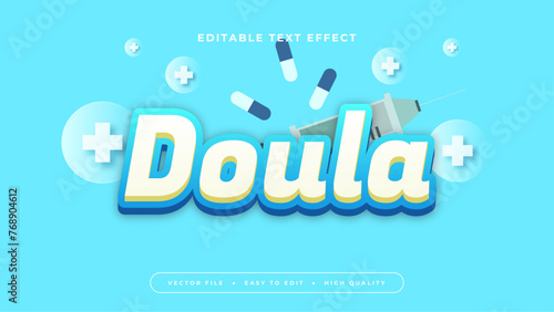 Blue white and green doula 3d editable text effect - font style