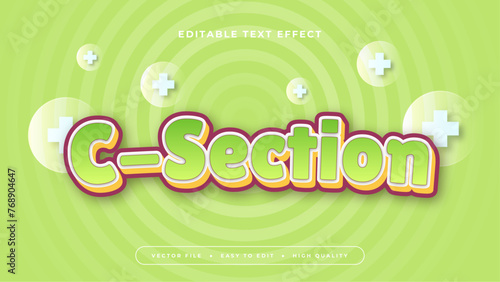 Green brown and white cesarean section 3d editable text effect - font style